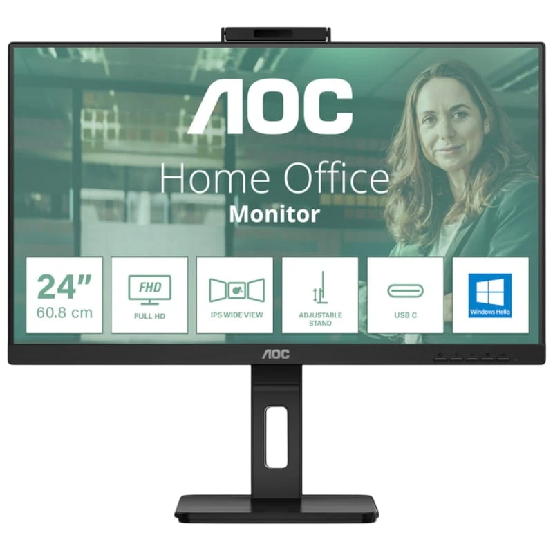 AOC 24P3CW 23.8 FullHD IPS Webcam Preto - Image 1