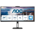 AOC V5 CU34V5CW 34 WQHD VA UltraWide Curvo 100 Hz FreeSync Webcam Preto de Computador