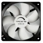 Ventilador de PC Tacens Aura II, 7 lâminas, 12 cm, desenho anti poeira, Preto, branco