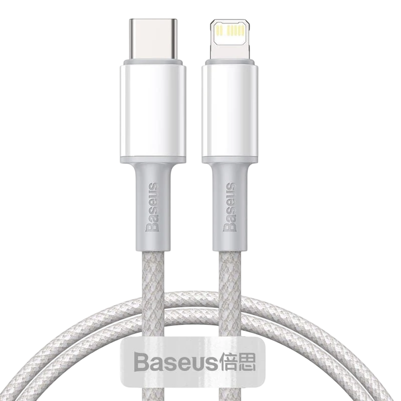 Baseus Cabo Trançado USB Tipo C para Lightning Apple 20W 1m Branco - Image 1
