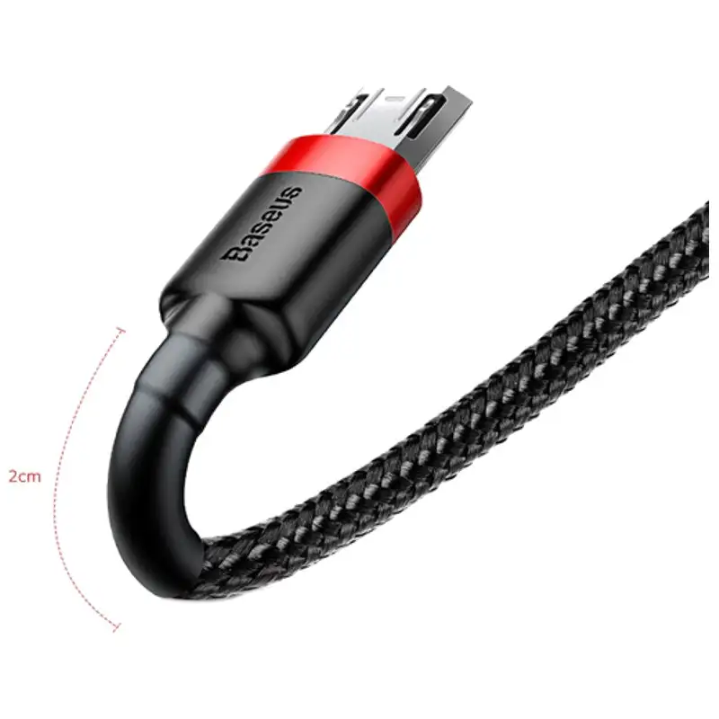 Baseus Cafule Cabo USB-A para Micro USB QC 3.0 2.4A 1m (Vermelho/Preto) - Image 2