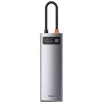 Baseus Hub Metal Gleam 8 em 1 Type-C 3x USB 3.0 PD HDMI RJ45 SD Leitor de cartão microSD
