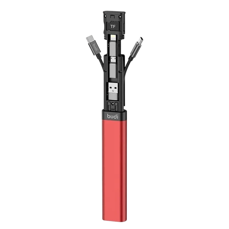 Adaptador de cartão multifuncional universal Budi 9 em 1 vermelho - Image 1