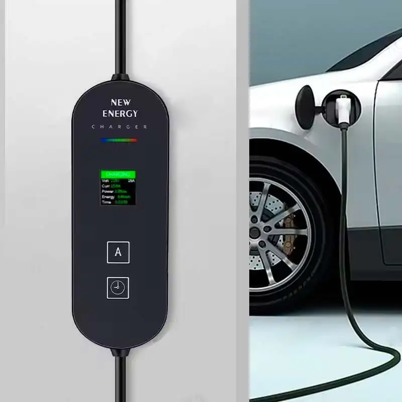 Carregador portátil para carros elétricos 16A / 3,5KW / Ficha Schuko / 10M / LCD - EV Tipo 2 - Image 2