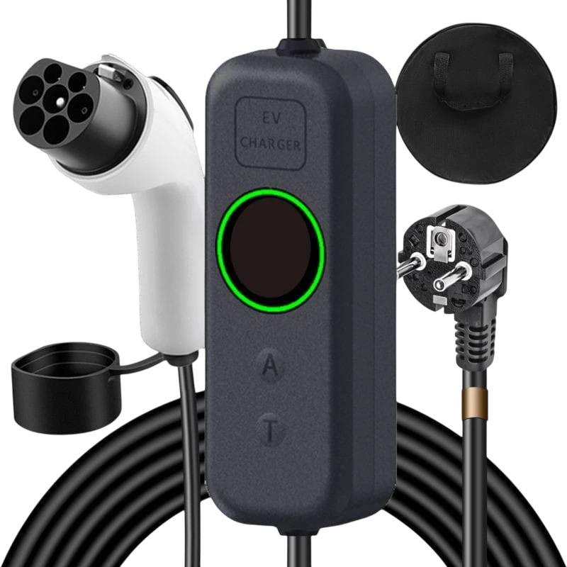 Carregador portátil para carro elétrico 16A / 3,5KW / Ficha Schuko / 5M - EV GBT + Adaptador de EV GBT para EV Tipo 2 - Image 1