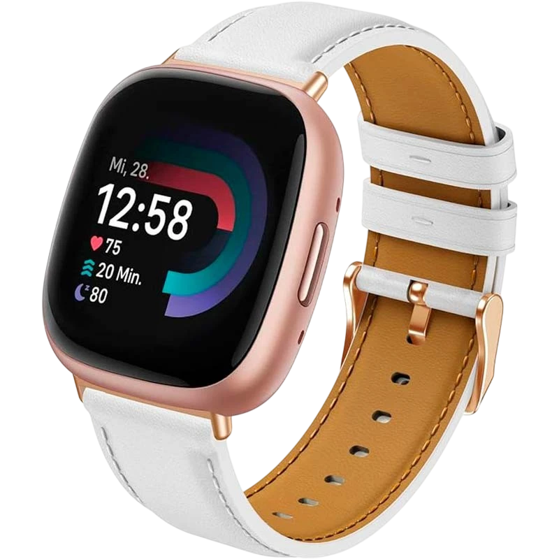 Pulseira Fitbit Versa 3 / Versa 4 Couro Branco - Image 1