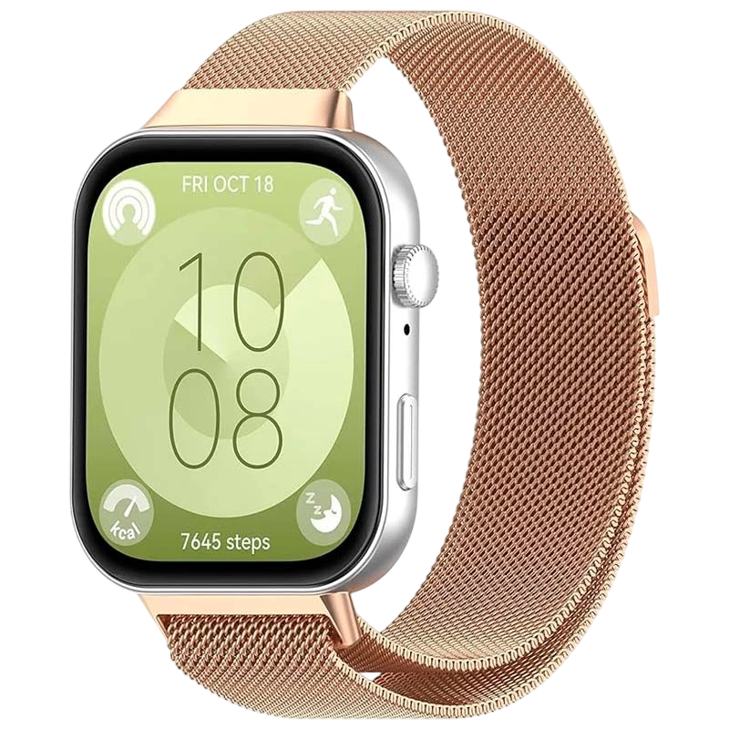 Pulseira Milanesa Magnética Huawei Watch Fit 3 Dourado Rosa - Image 1