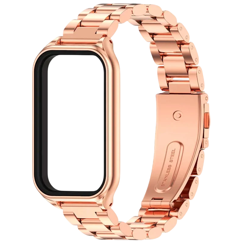 Pulseira Metal Elos Xiaomi Mi Smart Band 8 Active / Redmi Smart Band 2 Dourado Rosa - Image 1