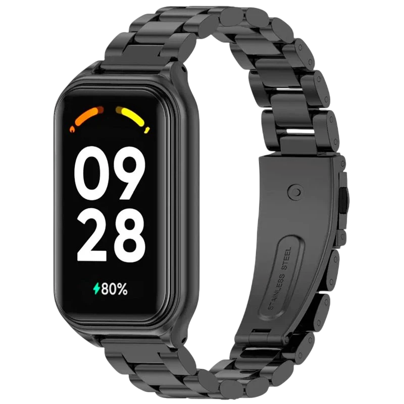 Pulseira Metal Elos Xiaomi Mi Smart Band 8 Active / Redmi Smart Band 2 Preto - Image 1
