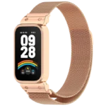 Pulseira Milanesa Magnética Xiaomi Mi Smart Band 9 Active / Redmi Smart Band 3 Dourado Rosa