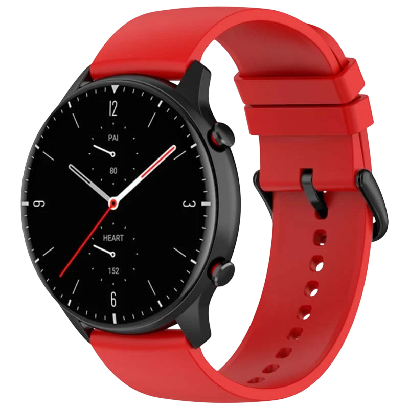 Pulseira de silicone Universal 22mm Vermelho para Smartwatch Xiaomi/Amazfit/Samsung/Huawei/Realme/Ticwatch - Image 1