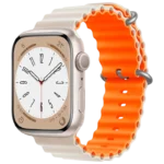 Pulseira Apple Watch 42/44/45/49mm Wave Branco Estrela+Laranja