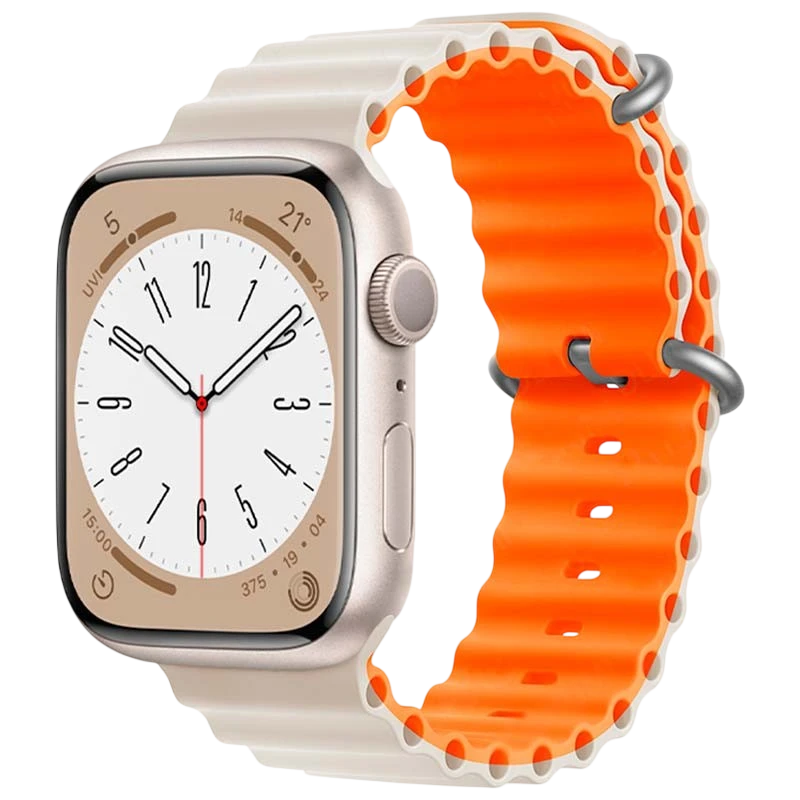 Pulseira Apple Watch 42/44/45/49mm Wave Branco Estrela+Laranja - Image 1