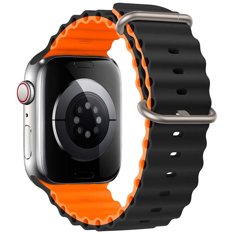 Pulseira Apple Watch 42/44/45/49mm Wave Preto+Laranja - Image 2