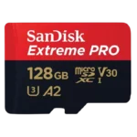 SanDisk Extreme PRO UHS-I 128 GB U3 V30 A2 SDXC Preto / Vermelho