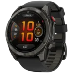 Garmin Fēnix 8 Pro 47 mm AMOLED Zafiro Cinza Titânio com pulseira de Silicone Preta