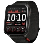 Garmin Venu X1 Caixa em titânio Cinzento Correia em nylon ComfortFit Preto