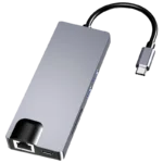 Hub USB-C 8 em 1 com HDMI + VGA + 2x USB 3.0 + USB-C PD + SD/TF + RJ45 1000 Mbps