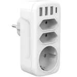 Ficha múltipla 4000W 1x Tipo F 2x Tipo C 3x USB-A 1x USB-C