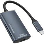 Leitor de Cartões 4.0 - LS130 Conexão USB Tipo C Ranhuras SD e Micro SD Cinza