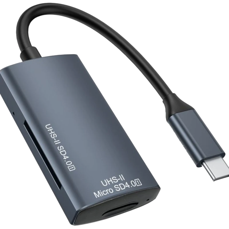 Leitor de Cartões 4.0 - LS130 Conexão USB Tipo C Ranhuras SD e Micro SD Cinza - Image 1