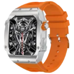 LEMFO AK55 Prateado com Pulseira de Silicone Laranja - Relógio Inteligente