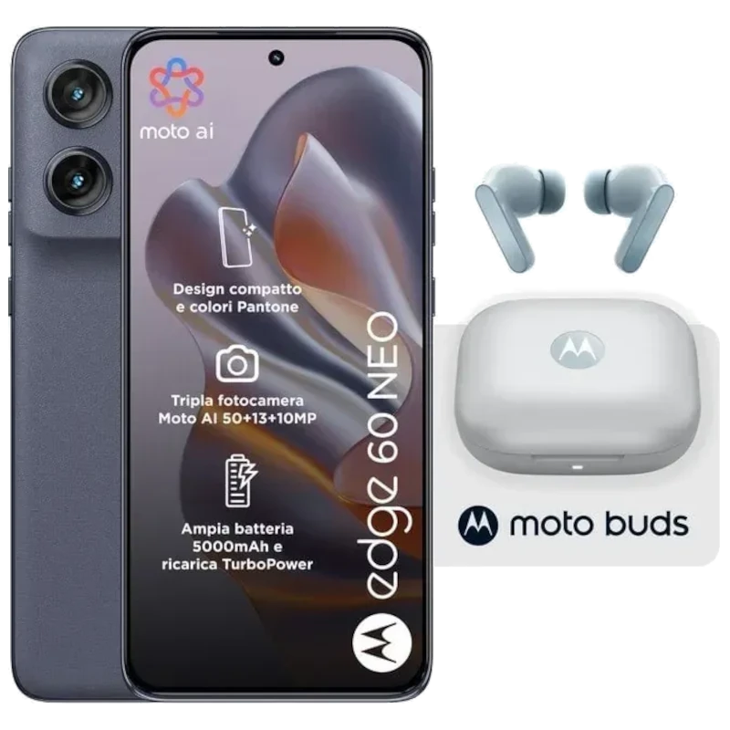 Motorola Edge 60 Neo 5G 256 GB Azul Grisaille Sensor Sony de 50 MPx 8 GB de RAM Moto AI + Auriculares Moto Buds - Image 1