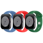 Pack x3 Pulseira Silicone Elgance para CMF by Nothing Watch Pro 22mm Azul Escuro, Vermelho e Verde