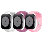 Pack x3 Pulseira Silicone Elgance para CMF by Nothing Watch Pro 22mm Branco, Roxo e Rosa