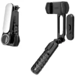Q09 Selfie Gimbal Selfie Stick - Estabilizador de smartphone com rotação de 360º e Comando Sem fios Preto