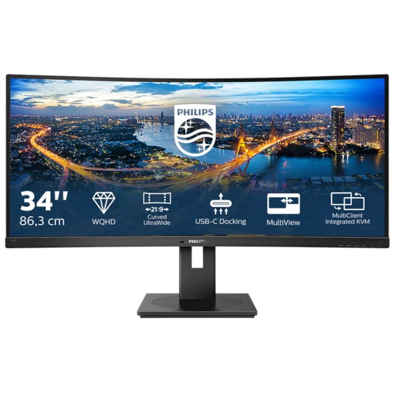 Philips 346B1C 34" Quad HD VA 100 Hz UltraWide Curvo Preto - Image 1