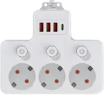 Regleta de tomadas 1 USB-C, 3 USB-A, 4 AC com interruptores individuais