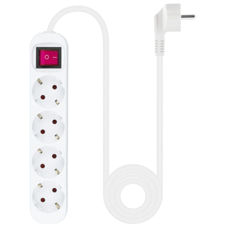 Régua de alimentação de 4 tomadas Nanocable com interruptor 1.4m Branco - Image 1