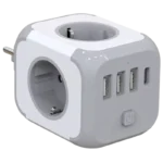 Tomada Cubo - Adaptador de ficha 3x Tipo F 3x USB-A 1x USB-C