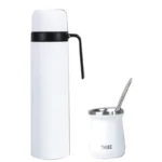 Conjunto de garrafa térmica Mate Bombilla e Abóbora Branco