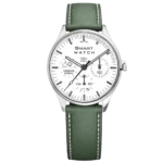 TN99 Smartwatch Prateado com Pulseira de Couro Verde Monitoramento da Frequência Cardíaca