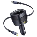 Carregador de Isqueiro Baseus Enjoyment Max 90W com cabos USB-C+Lightning e portas USB-A+USB-C