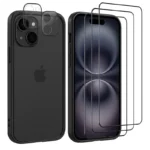 Pack de Acessórios iPhone 16 com 3 Protetores de ecrã + 3 Protetores de câmara + Capa Bumper