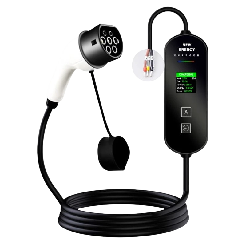Carregador portátil para carros elétricos 32A / 3,5KW / Sem ficha / 5M / LCD - EV Tipo 2 - Image 1