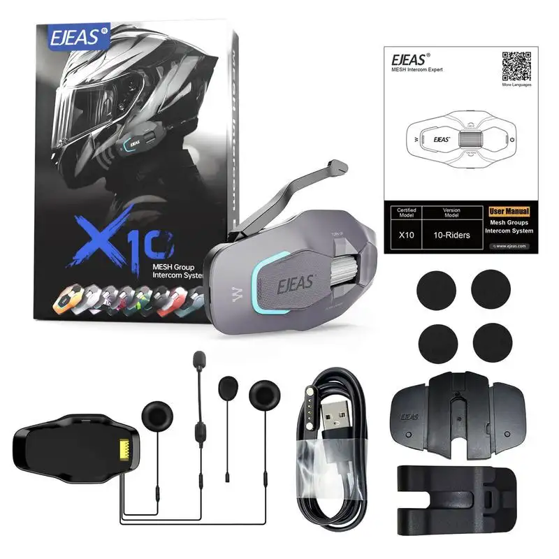 EJEAS X10 Mesh 10 condutores Preto - Intercomunicador para mota - Image 2