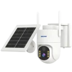 ESCAM QFS71 4G LTE com visão noturna a cores de 3 MP, alarme PIR, PTZ e áudio bidirecional - Câmara de segurança com painel solar