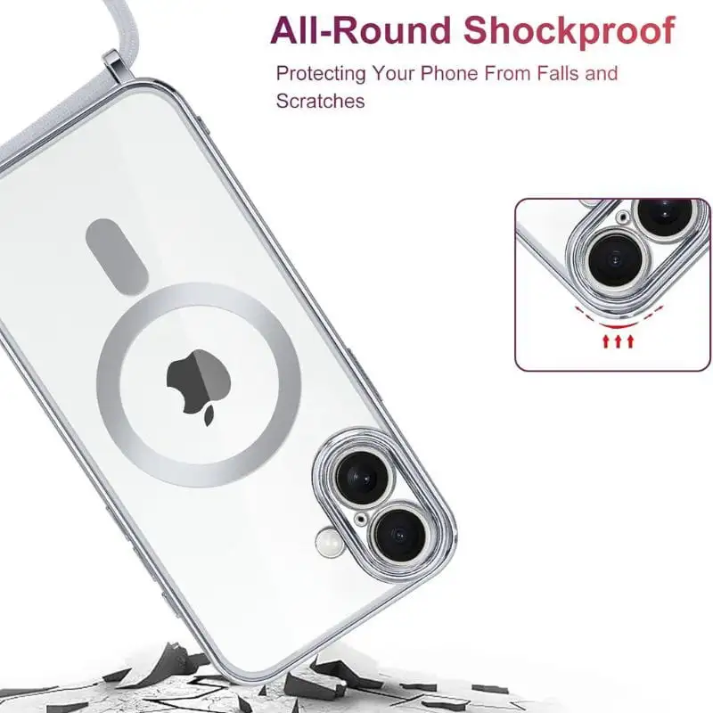 Capa Magnética com Pendente para iPhone 16 Prata - Image 2