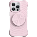Capa magnética de silicone ondulado com suporte MagSafe para iPhone 16 Pro Max Rosa