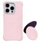 Capa magnética de silicone ondulado com suporte MagSafe para iPhone 16 Pro Max Rosa - Image 2