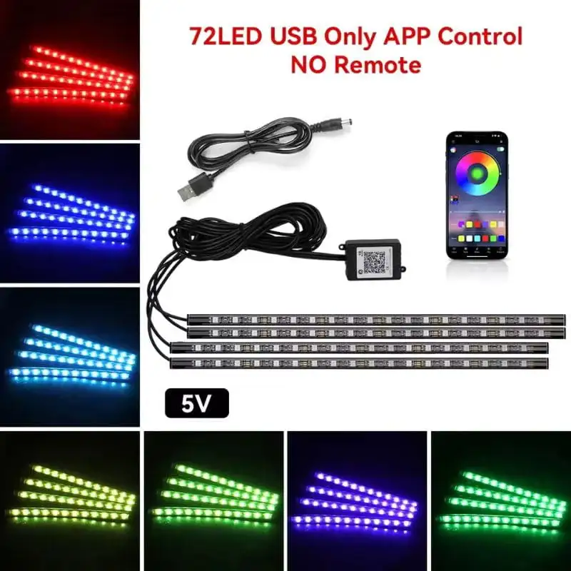 72 LED RGB USB-A APP - Kit de iluminação interior para automóvel - Image 2