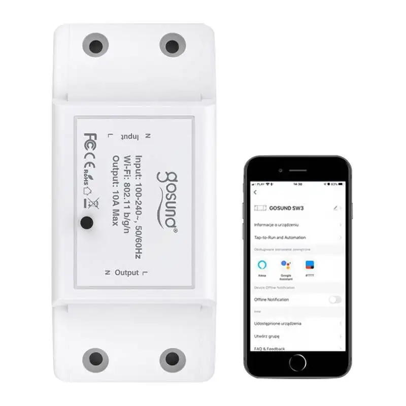 Gosund SW3 Wi-Fi 100~200 V 10 A Branco - Relé inteligente - Image 2
