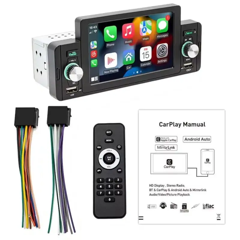 Autorádio 1 DIN SWM 160W 5 polegadas Bluetooth/Carplay/Android Auto Wireless/USB Preto - Image 3