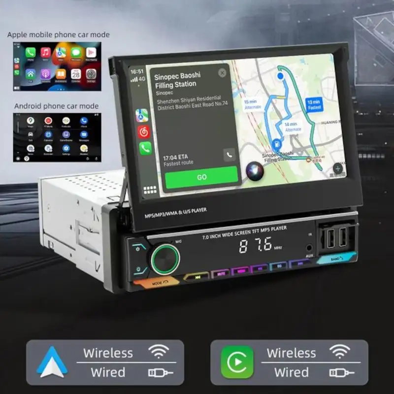 Autorádio 1 DIN SWM 9614C 7 polegadas Bluetooth/Carplay USB Preto - Image 2