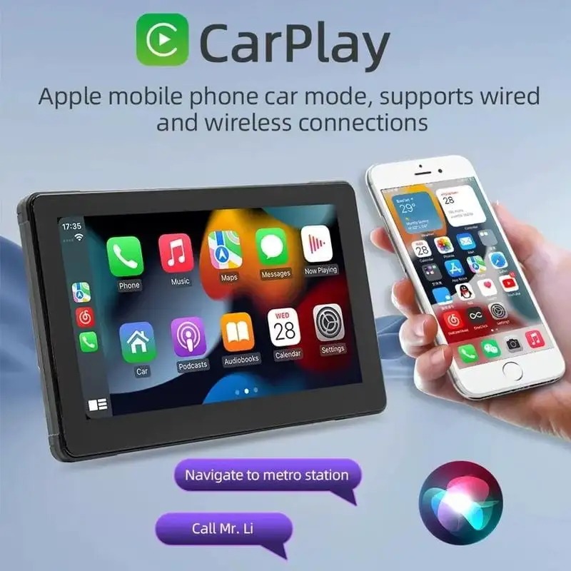 Ecrã tátil universal SWM B5351 7 polegadas Carplay/Android Auto sem fios Preto - Image 2