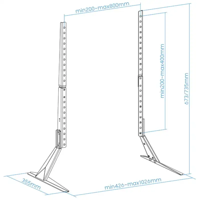 TooQ DB2375F-B Fixo 23”-75” VESA 800x400 mm Preto – Suporte de mesa para TV - Image 2